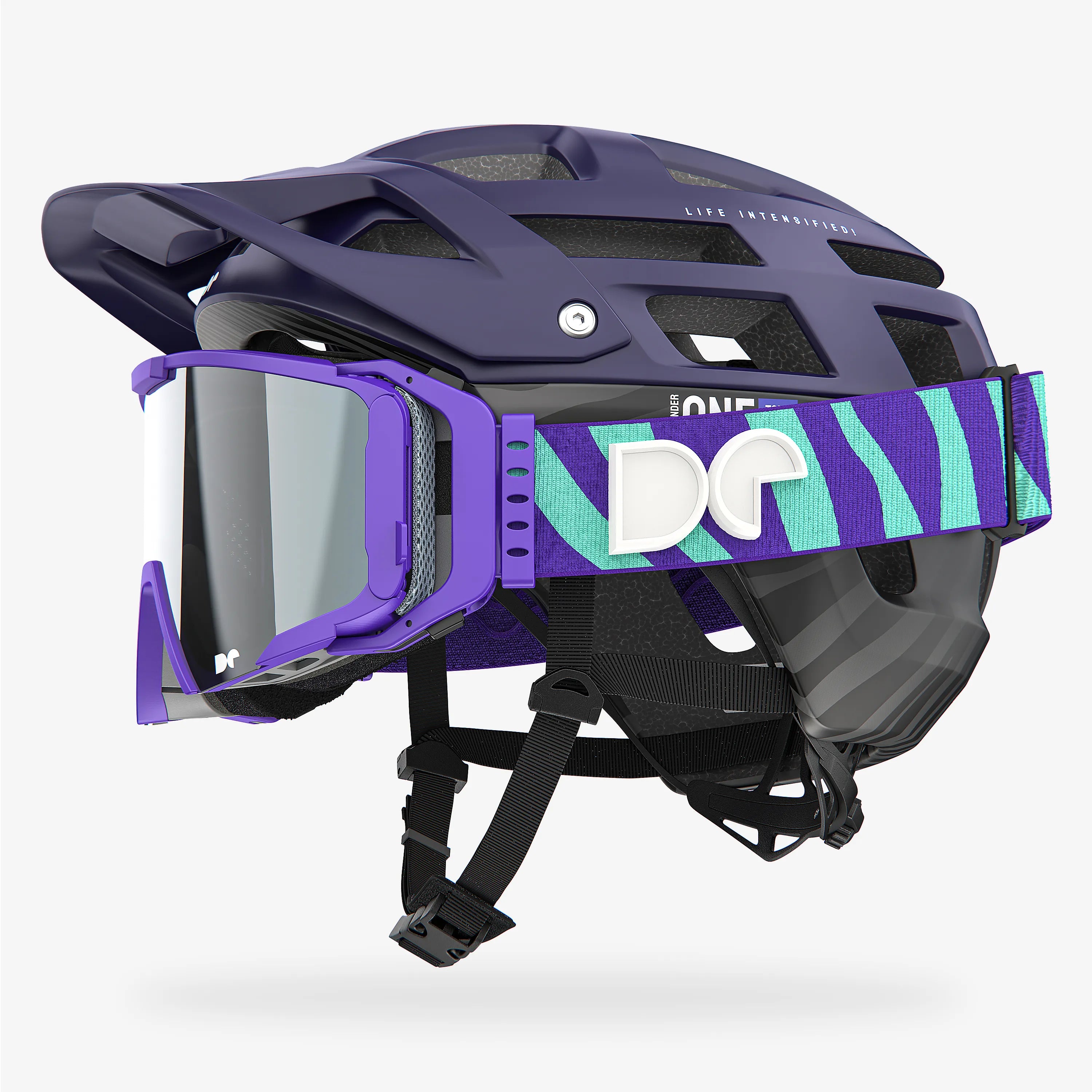 Defender One Tour Deep Purple Mountain Bike Helmet + Sporter Boostup All Road Goggle