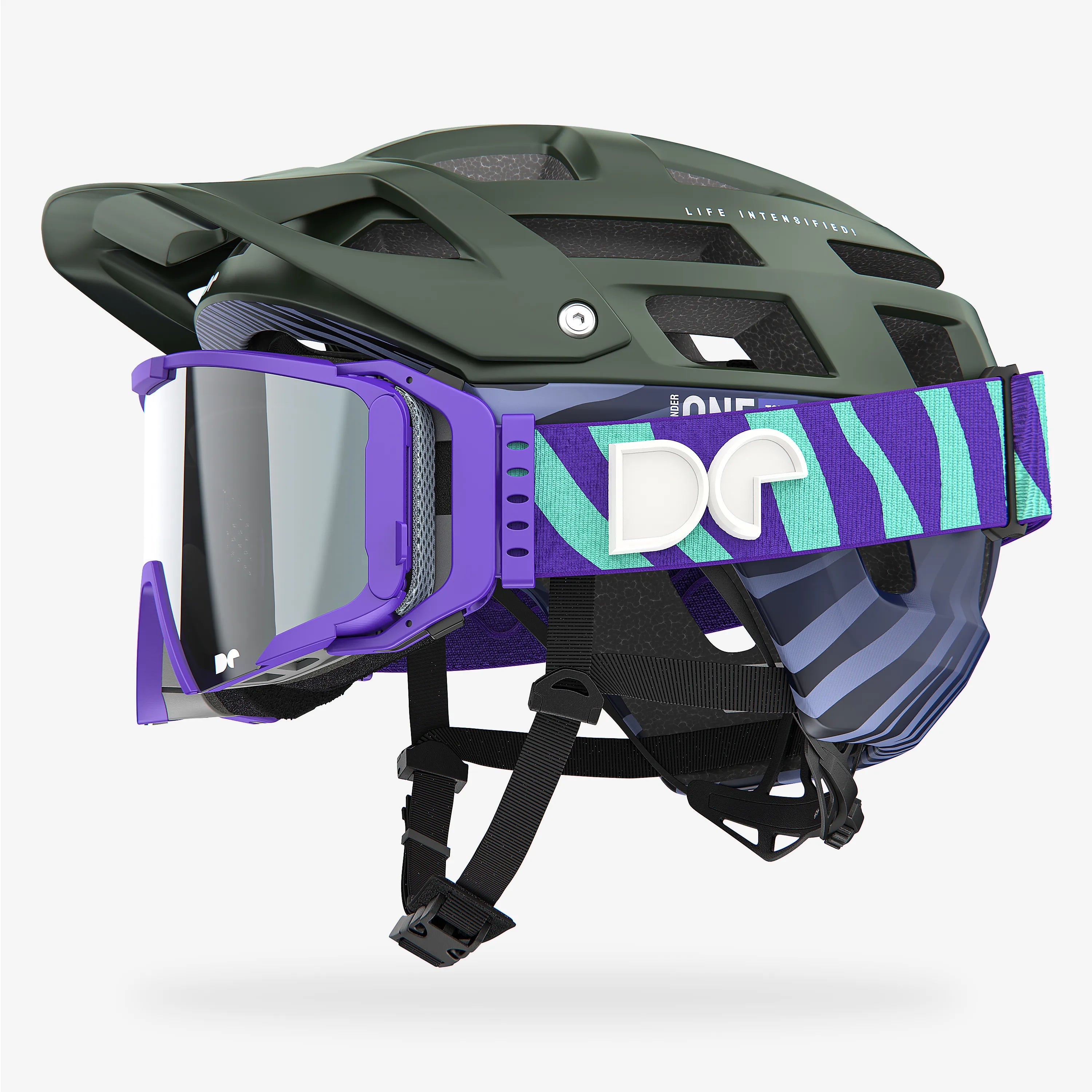 Defender One Tour Forest Green Mountain Bike Helmet + Sporter Boostup All Road Goggle