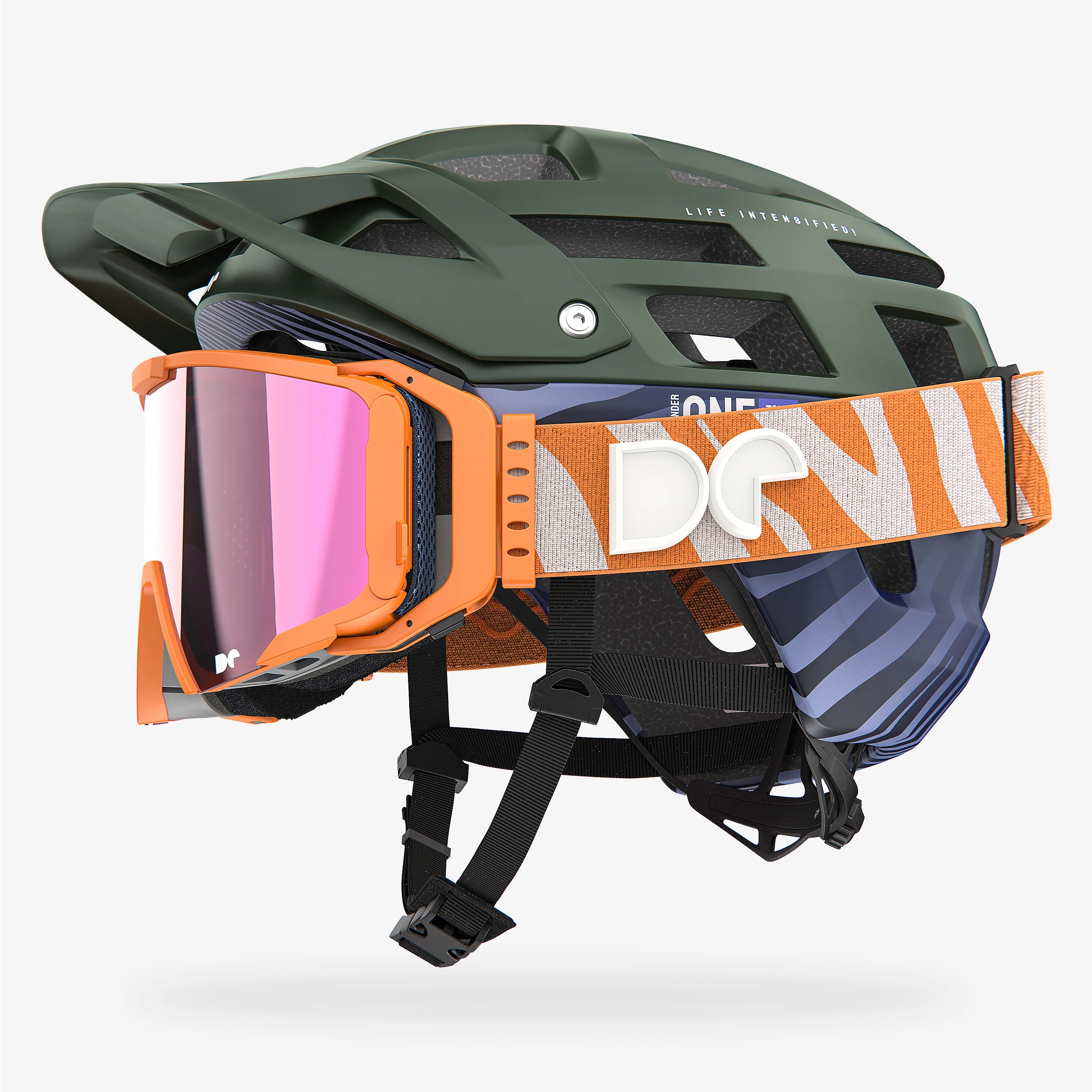 Defender One Tour Forest Green Mountain Bike Helmet + Sporter Boostup All Road Goggle