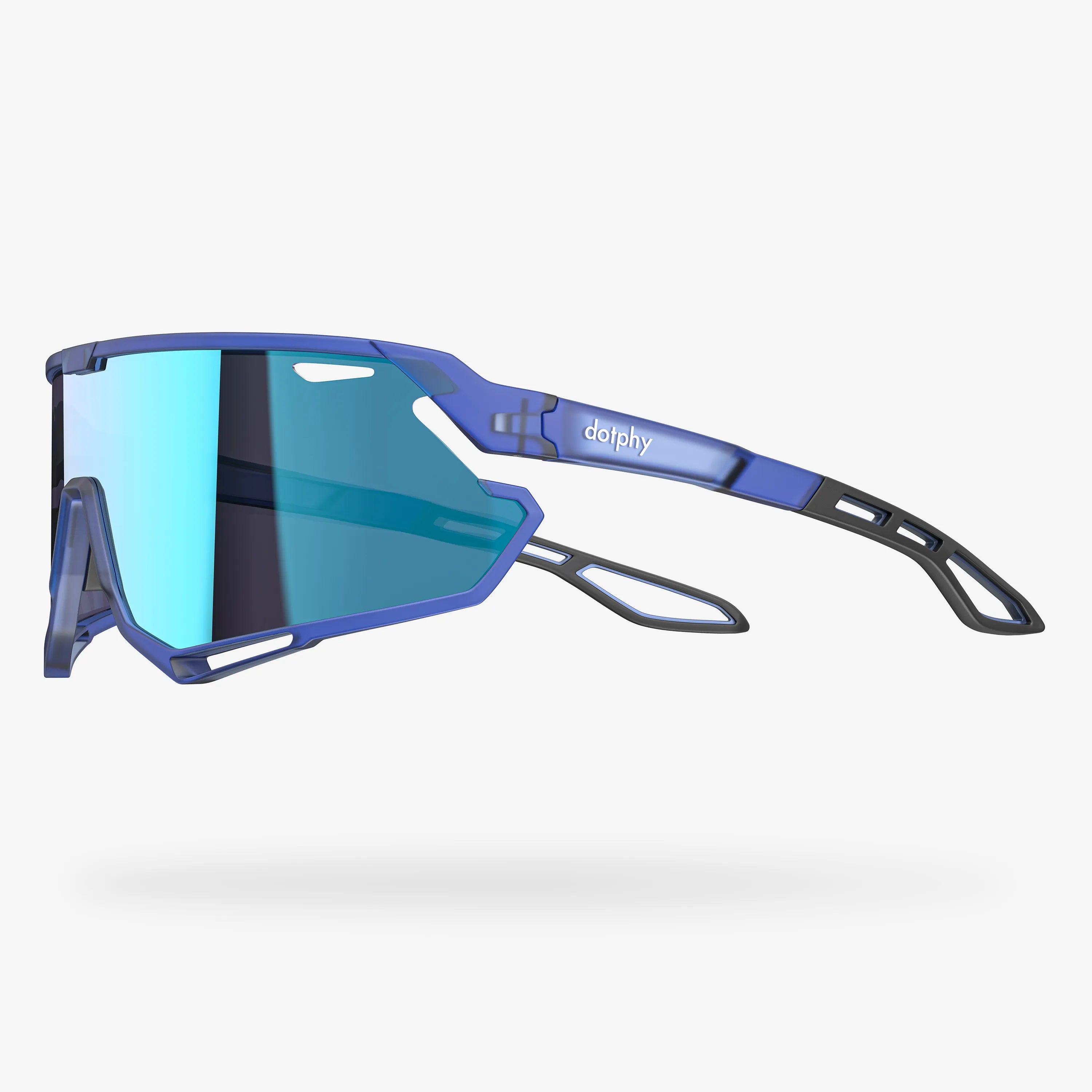 Trippy Transparent Blue Rectangle Sport Sunglasses