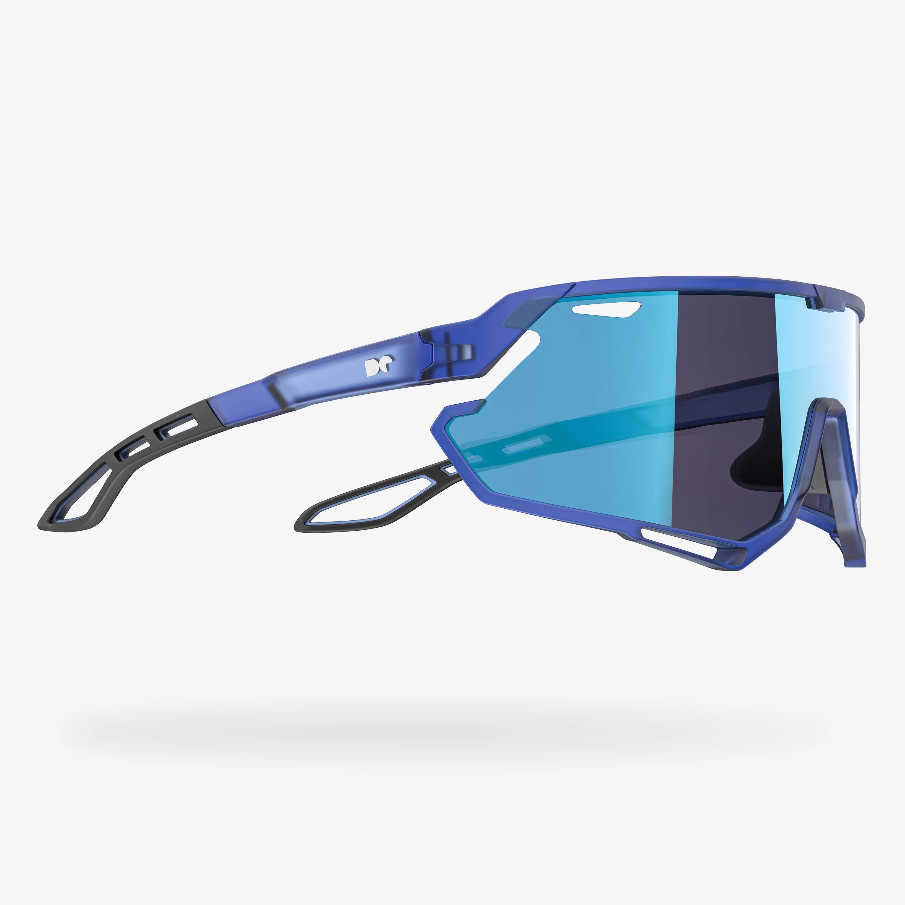 Trippy Transparent Blue Rectangle Sport Sunglasses