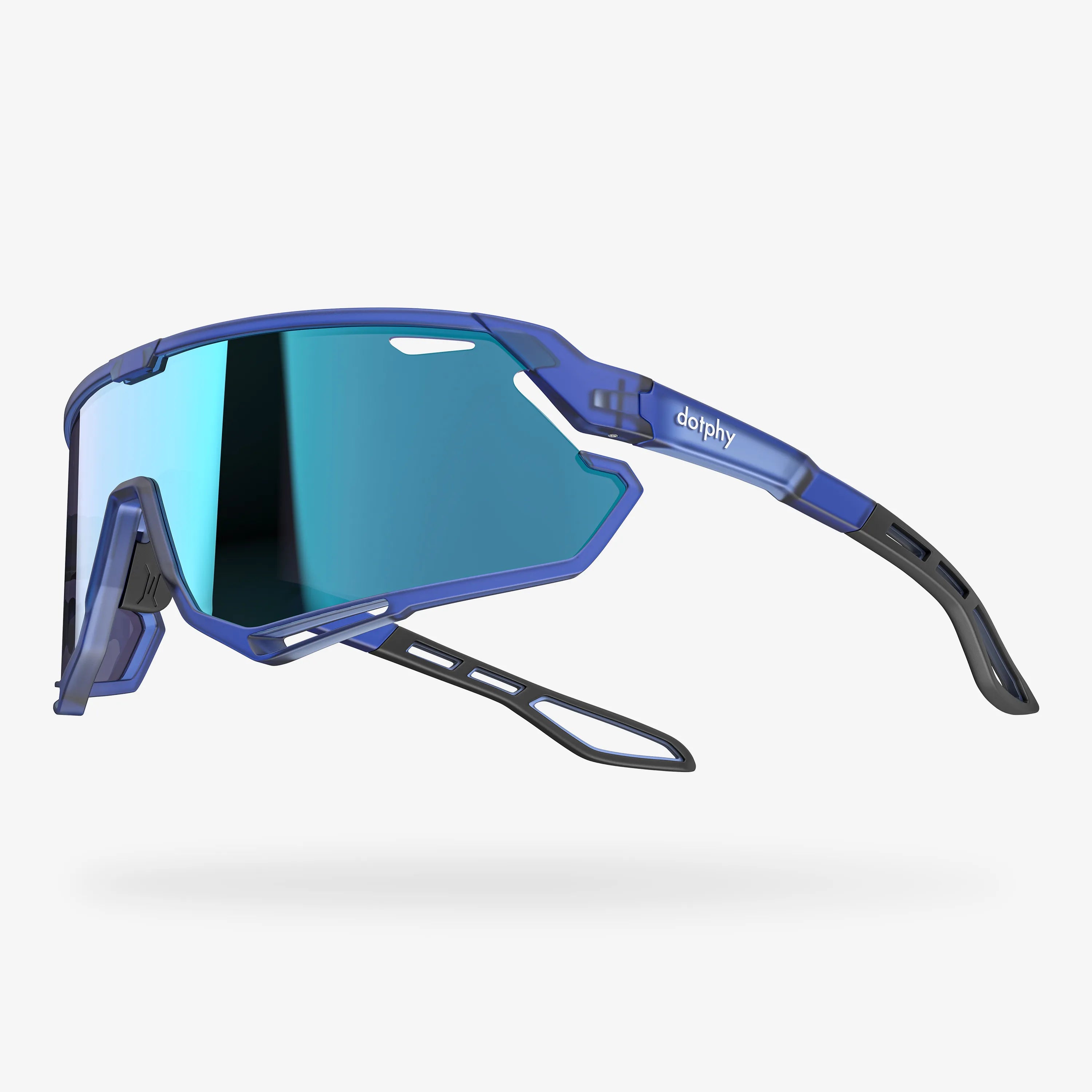 Trippy Transparent Blue Rectangle Sport Sunglasses