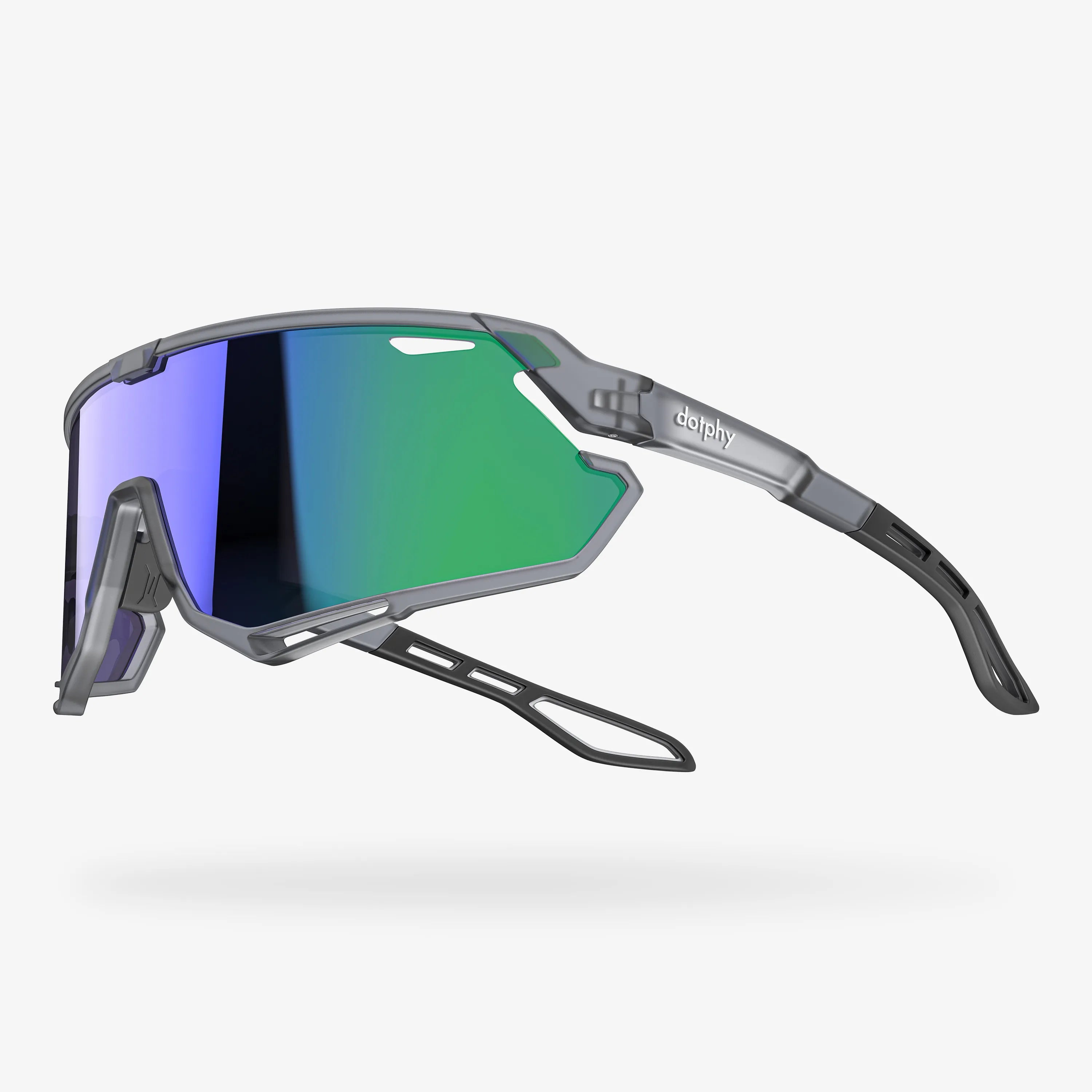 Trippy Transparent Gray Rectangle Sport Sunglasses