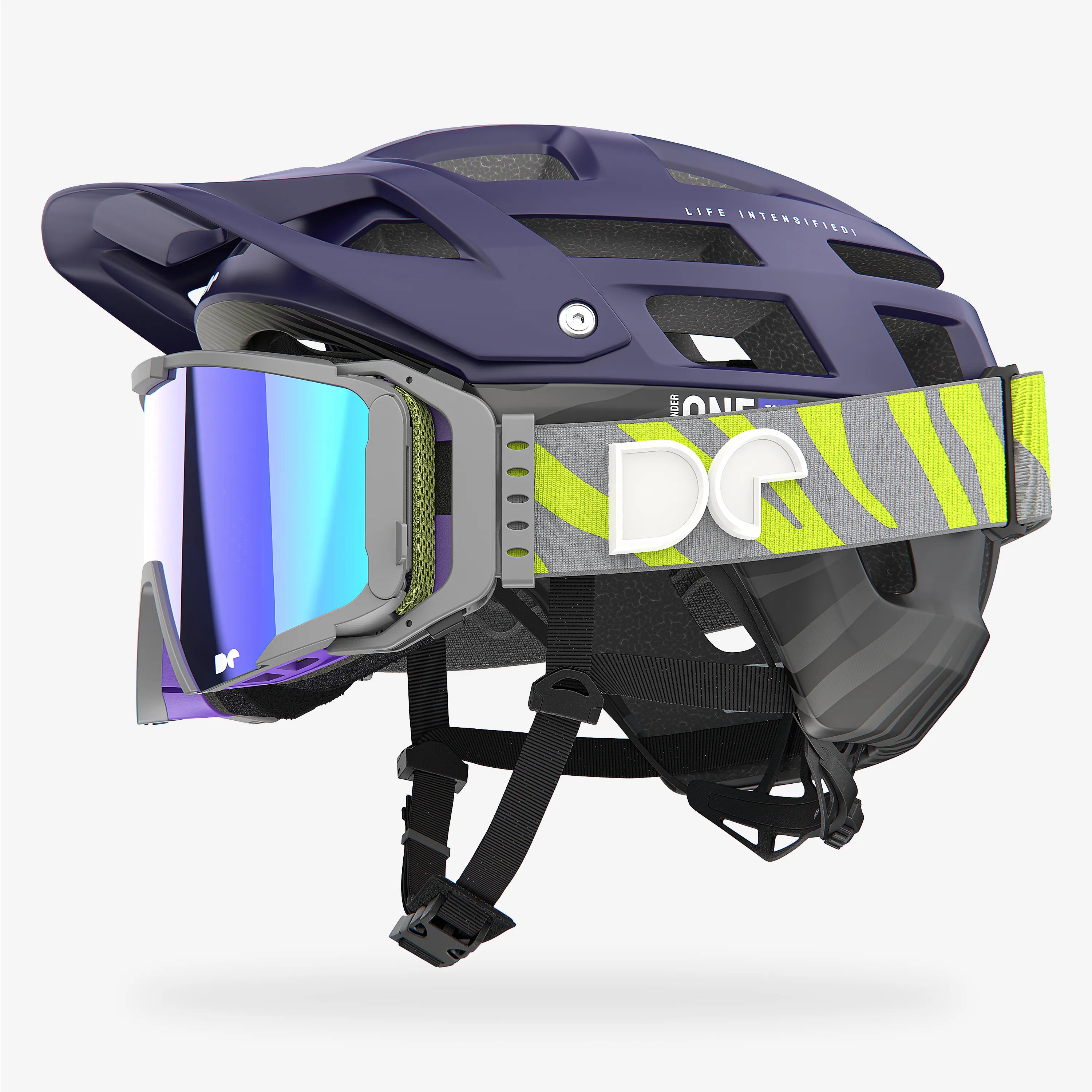 Defender One Tour Deep Purple Mountain Bike Helmet + Sporter Boostup All Road Goggle