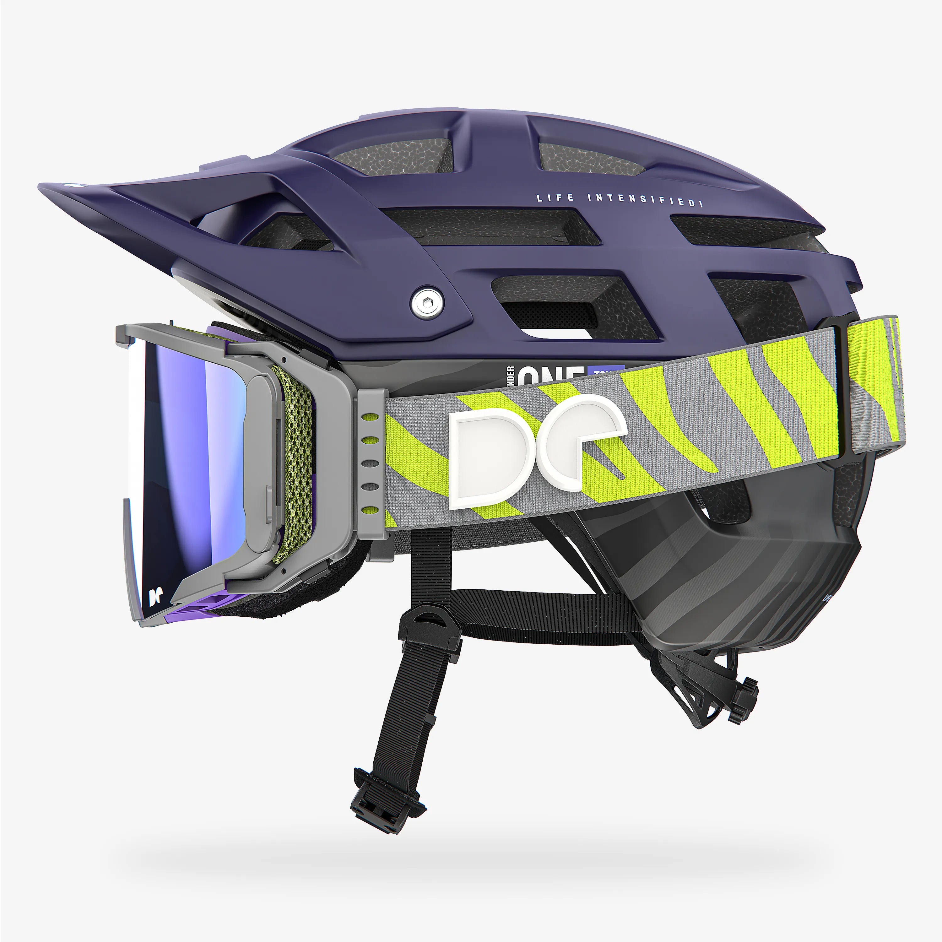 Defender One Tour Deep Purple Mountain Bike Helmet + Sporter Boostup All Road Goggle