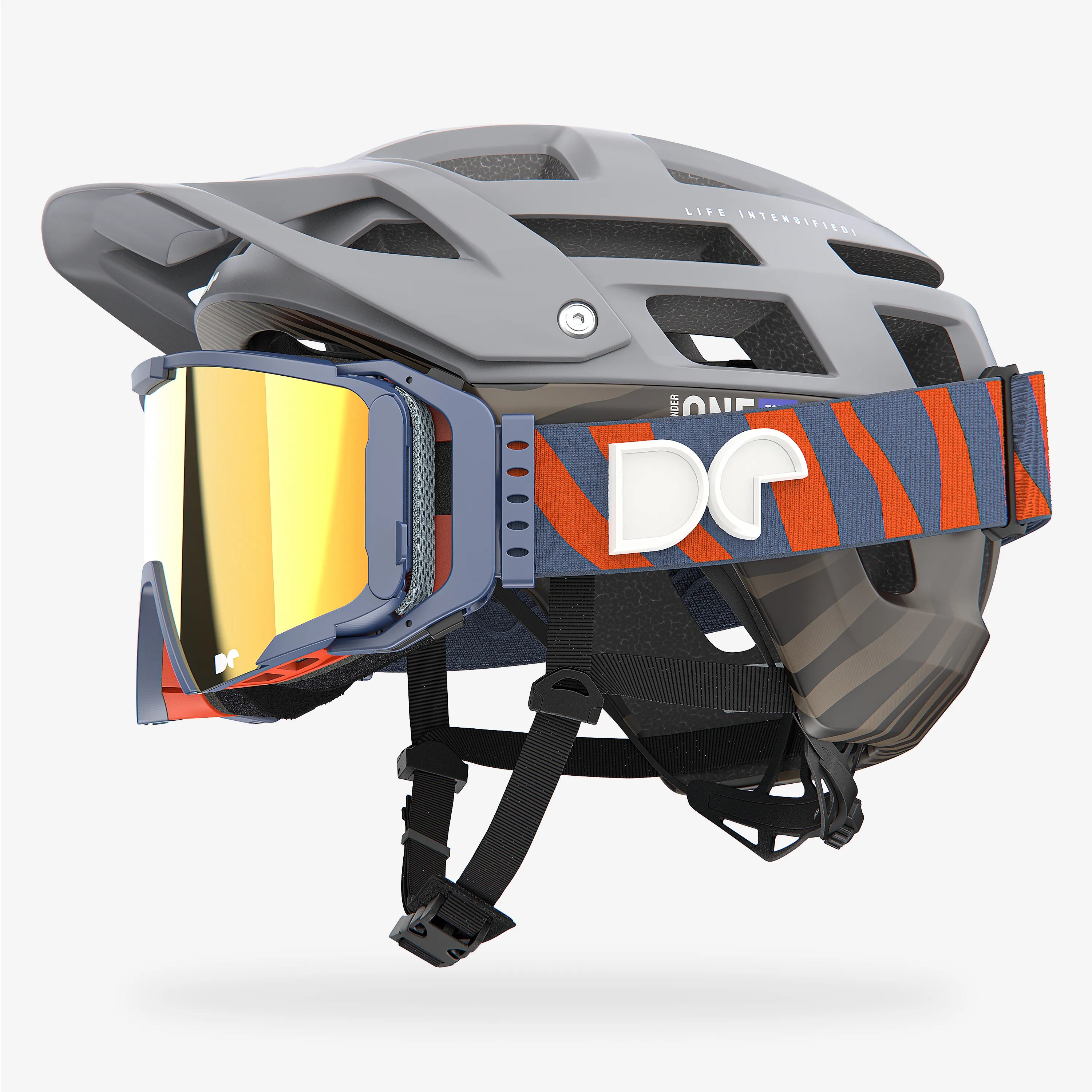 Mountainbike-Helm Defender One Tour Nardo Grey + Schutzbrille Sporter Boostup All Road