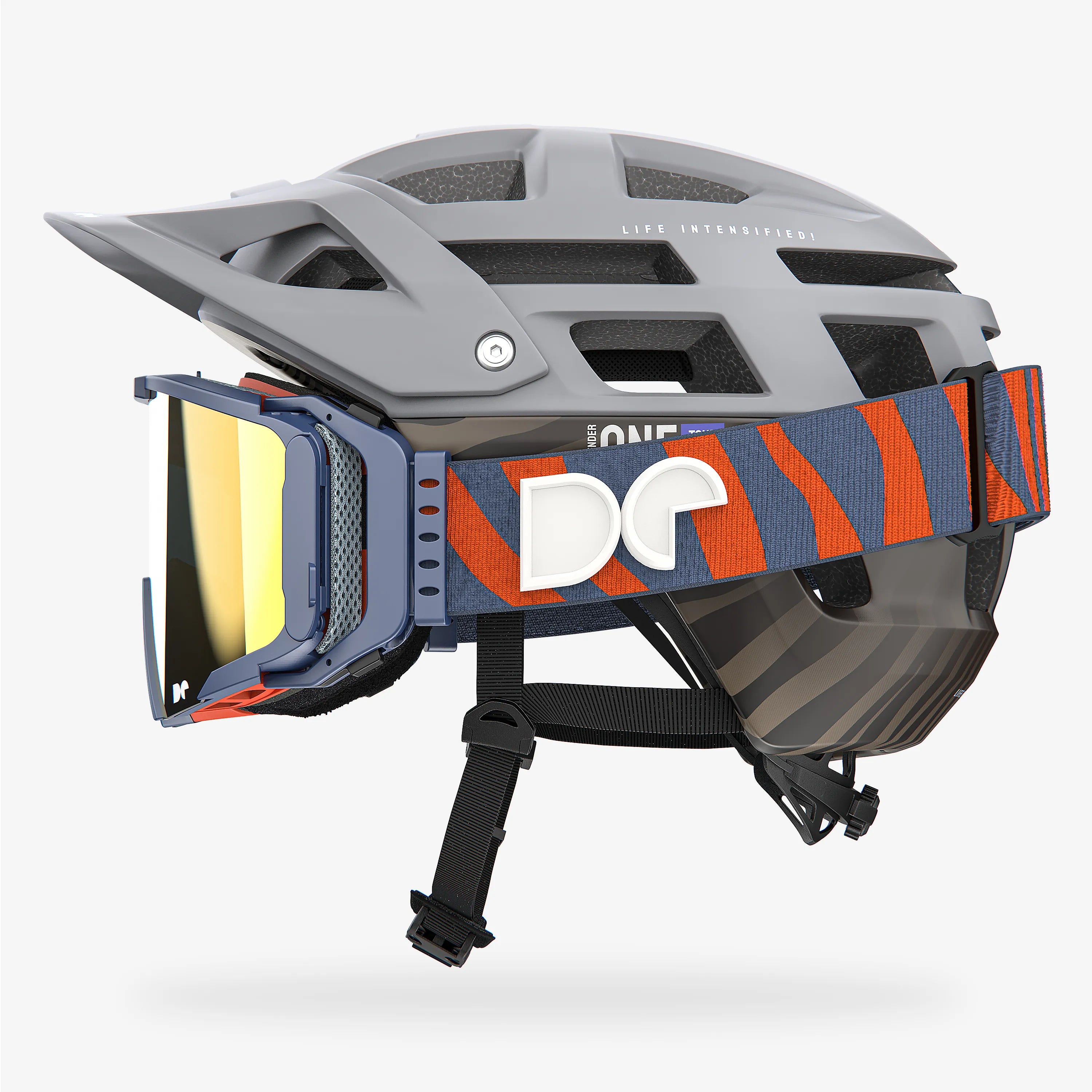 Mountainbike-Helm Defender One Tour Nardo Grey + Schutzbrille Sporter Boostup All Road