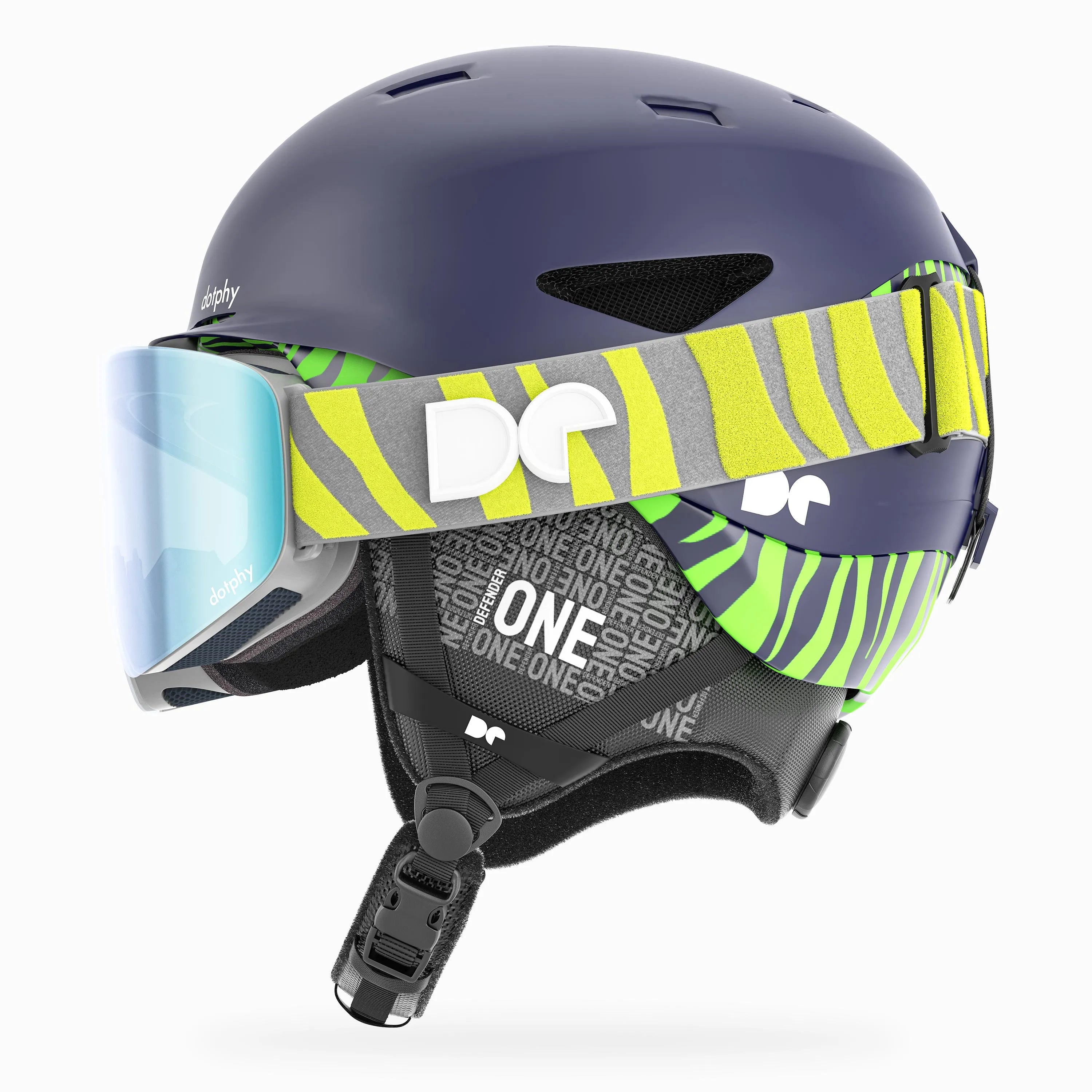 Defender One Deep Purple Ski Helmet + Defender 1000 Pro Nardo Ski Goggle Combo