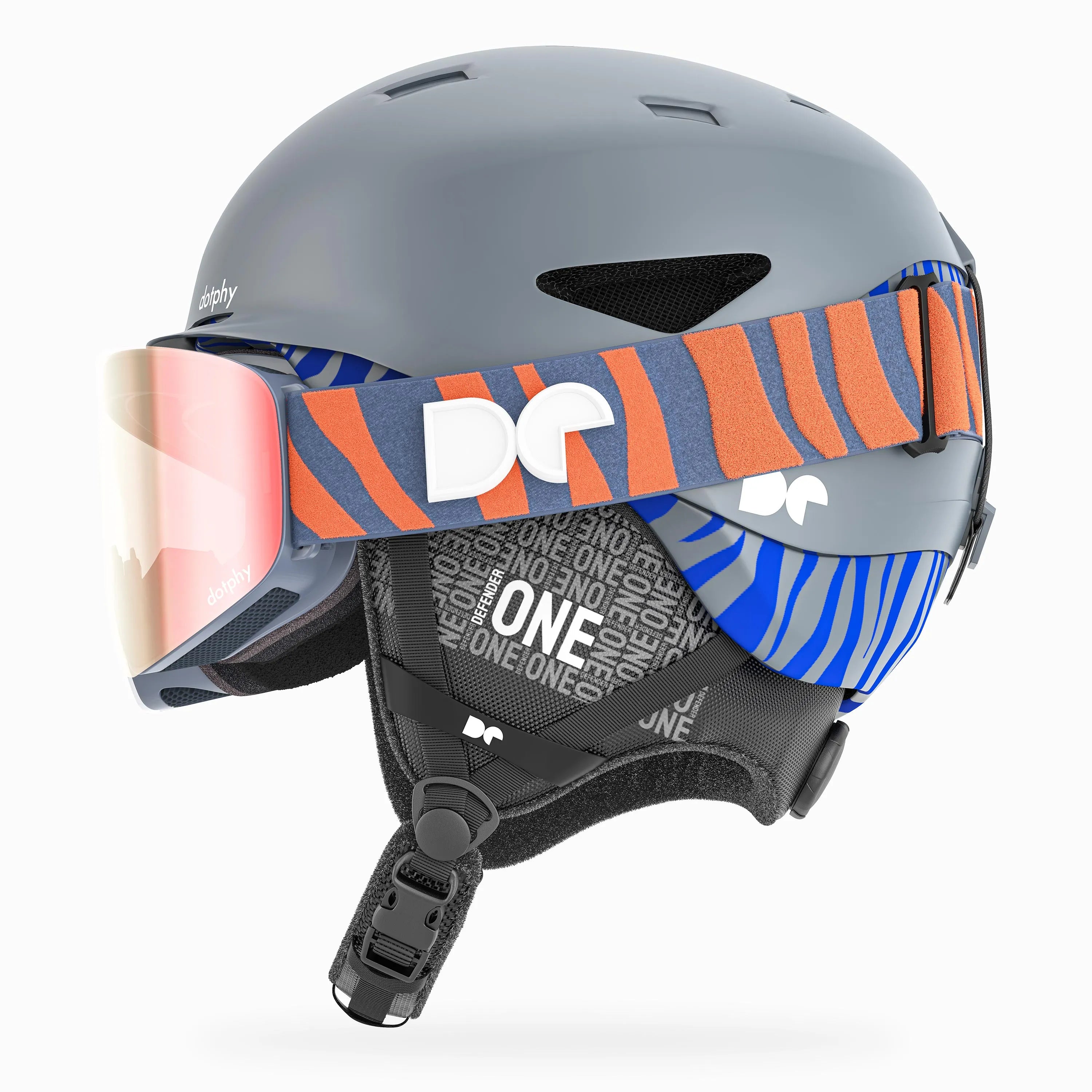 Defender One Space Gary Ski Helmet + Defender 1000 Pro Volcano Ski Goggle Combo